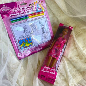 NWT Disney Coloring Fun and Fashion Doll combo
